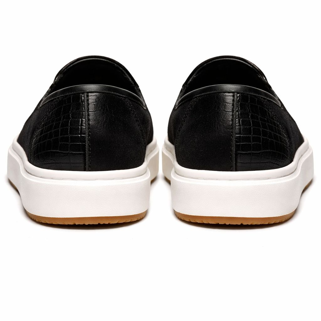 Black Suede SlipOn Shoes with OffWhite Sole